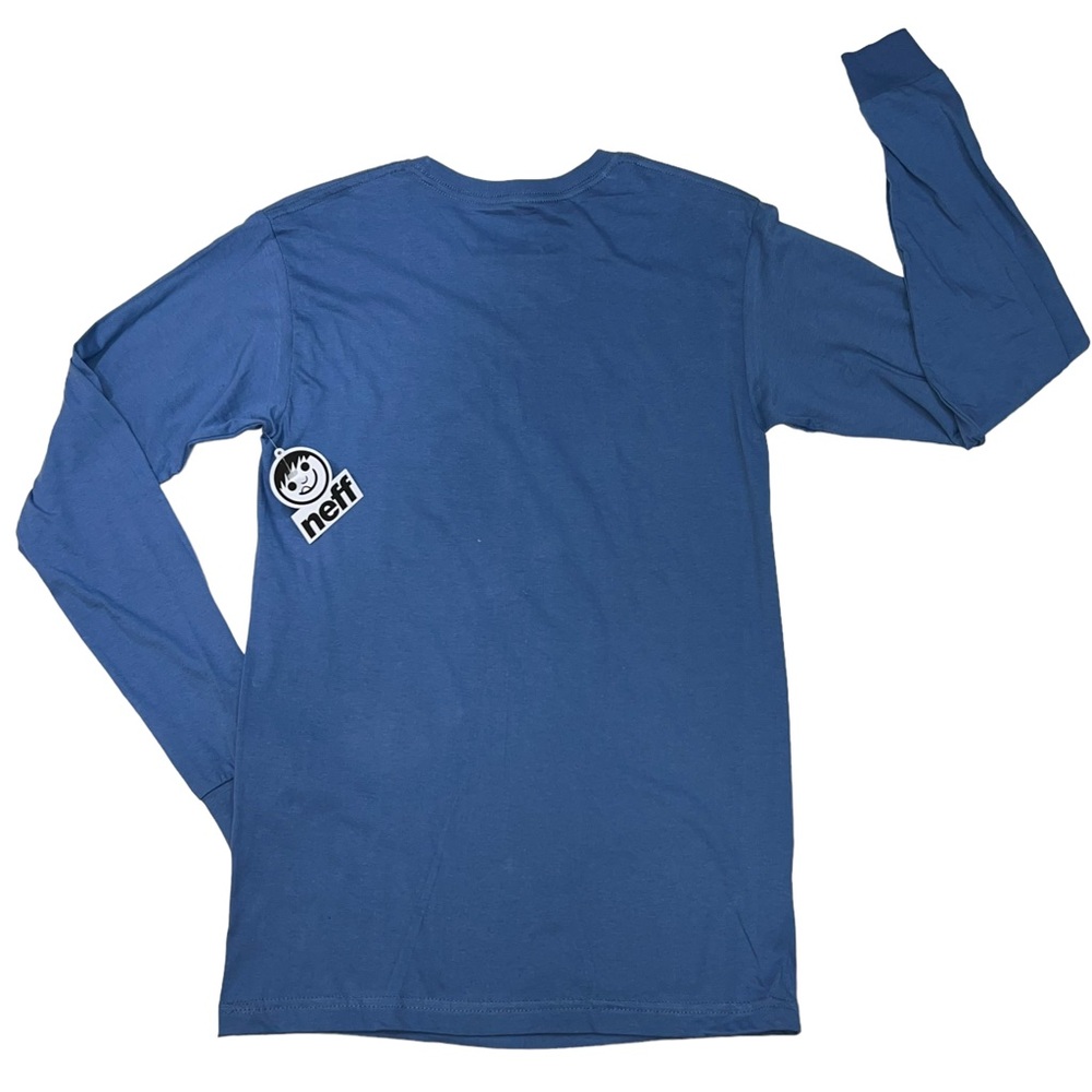 NEFF T-Shirt Graphic Print Tongue Out Crew Long Sleeve Blue Tee - Picture 5 of 13